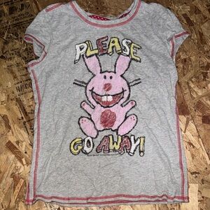It’s Happy Bunny Jim Benton Please Go Away Graphic Tee XL Funny Y2K